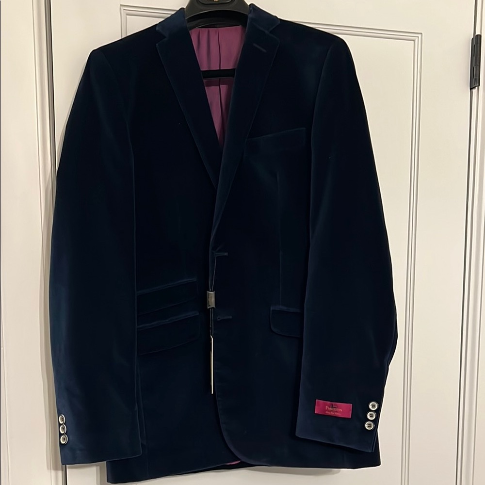 Men's Velvet Blazer in Navy Blue